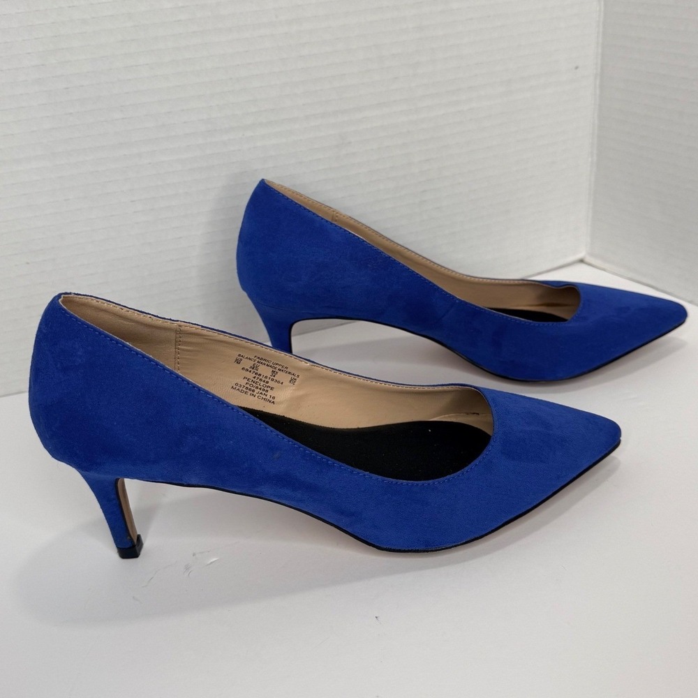 Covington Pump 7M Royal Blue Faux Suede Kitten Heel Pointed Office Casual Dressy